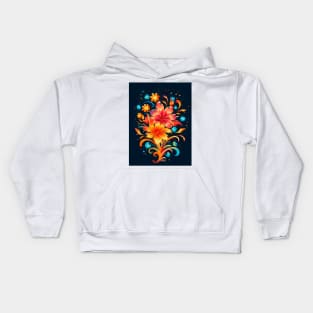 Abstract beautiful flowers on a dark background. Kids Hoodie